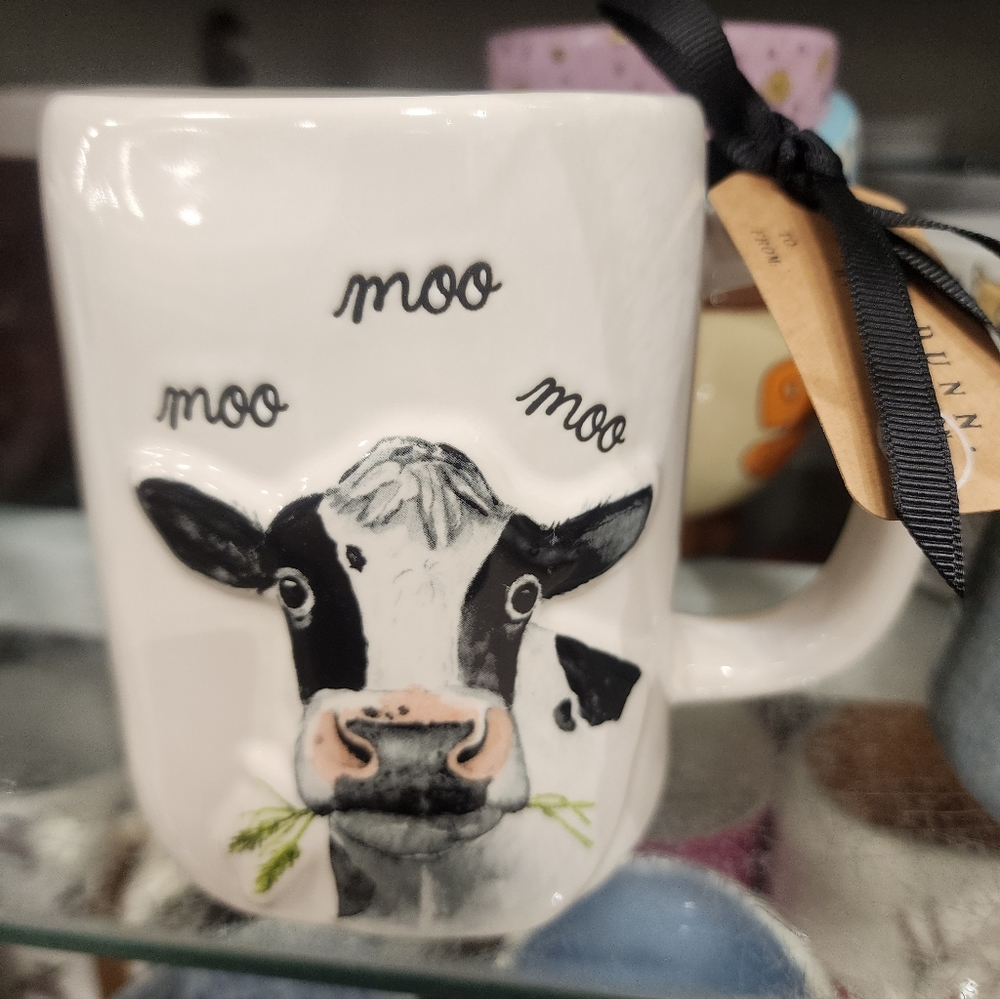 Rae Dunn White Cow Moo Moo Moo Mug